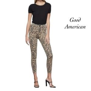 Good American Good Waist Crop Tiger Stripe High Rise Skinny Jeans Size 8/29